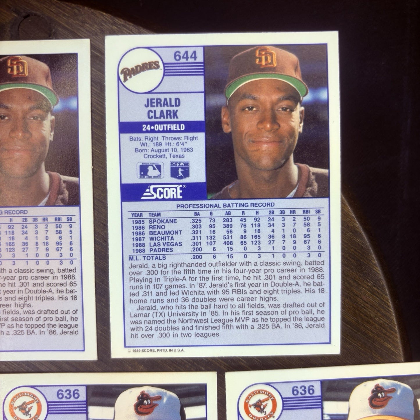 (Lot Of 7) 1989 Score Rookie Cards #644 Jerald Clark, #628 Charlie Hayes, #63613