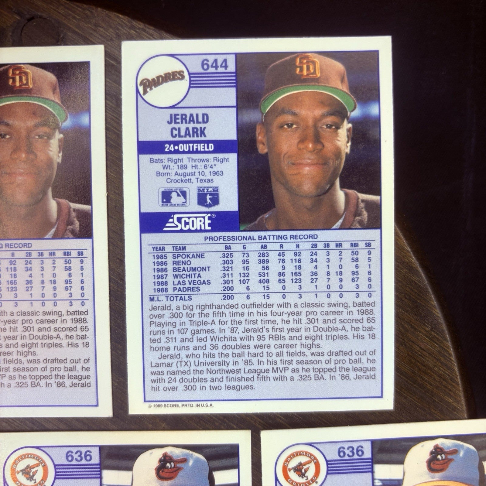 (Lot Of 7) 1989 Score Rookie Cards #644 Jerald Clark, #628 Charlie Hayes, #63613
