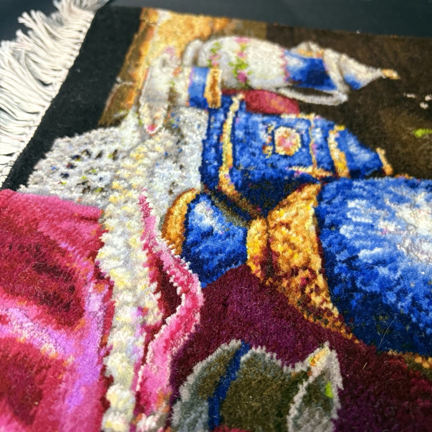 Pictorial Rug Flower Hand Knotted Tab’riz 23”x16” Cotton w/Silk 240KPSI11