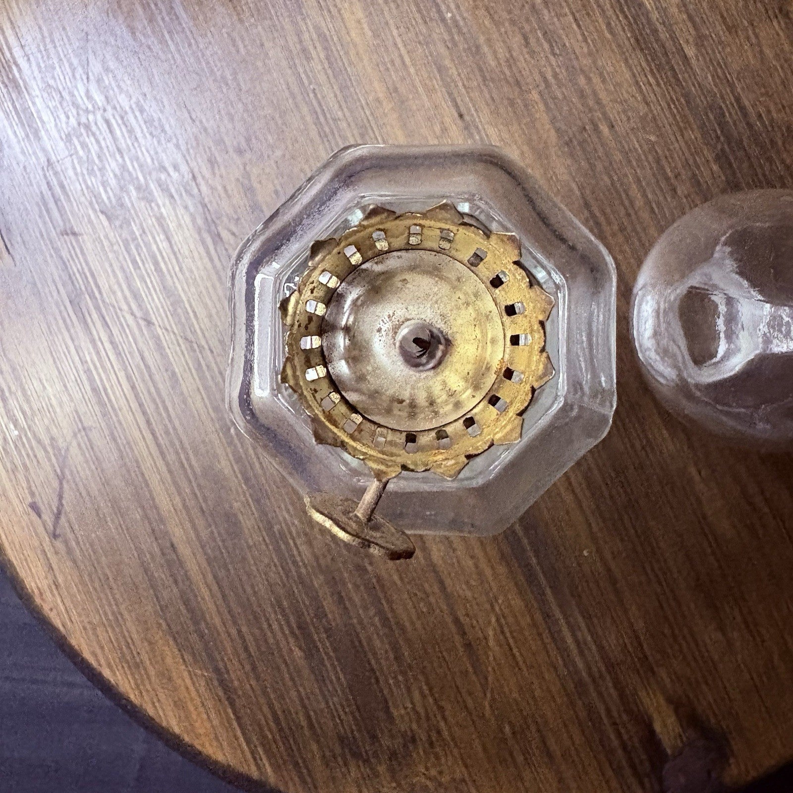 VTG Miniature Hurricane Oil Lamp, Thick Glass Octagon Base - 6.5"12