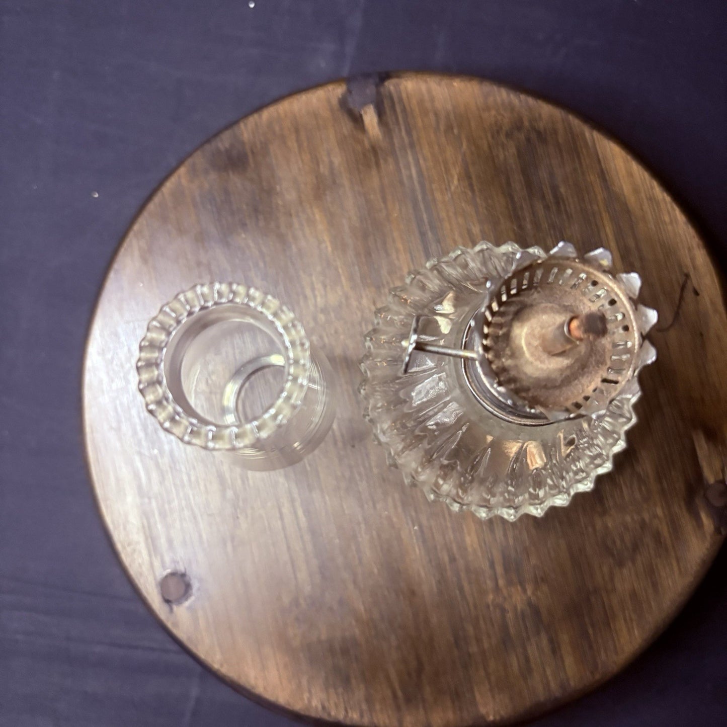 VTG Miniature Hurricane Oil Lamp Lamplight Farms Petite Diamond Cut Crystal Base7