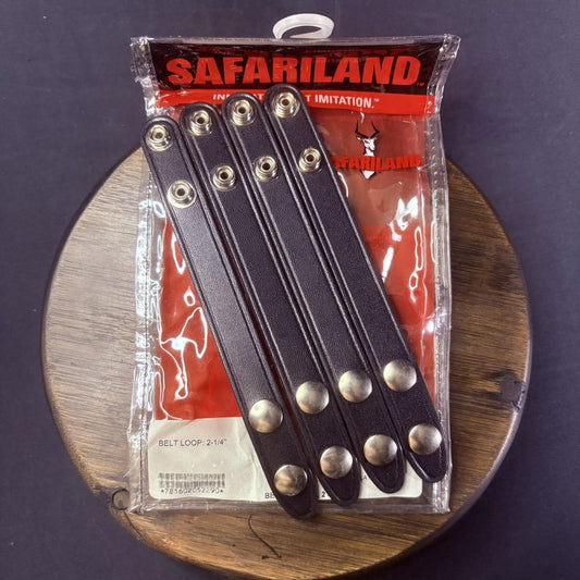Safariland 65 Belt Keeper, Plain Black Leather for 2.25" Belt Chrome Snap 4 Pack0