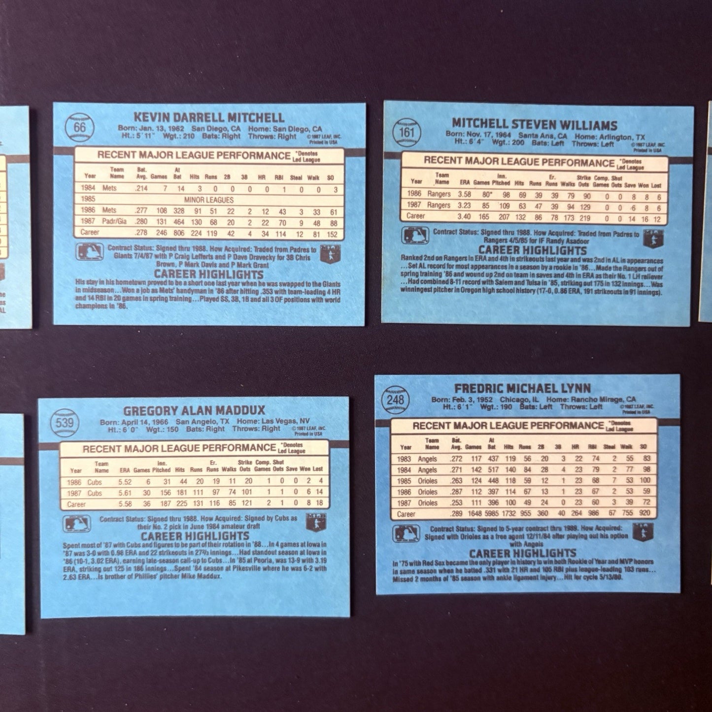 1987 Donruss High Grade Baseball  17 Card Lot Rookies8