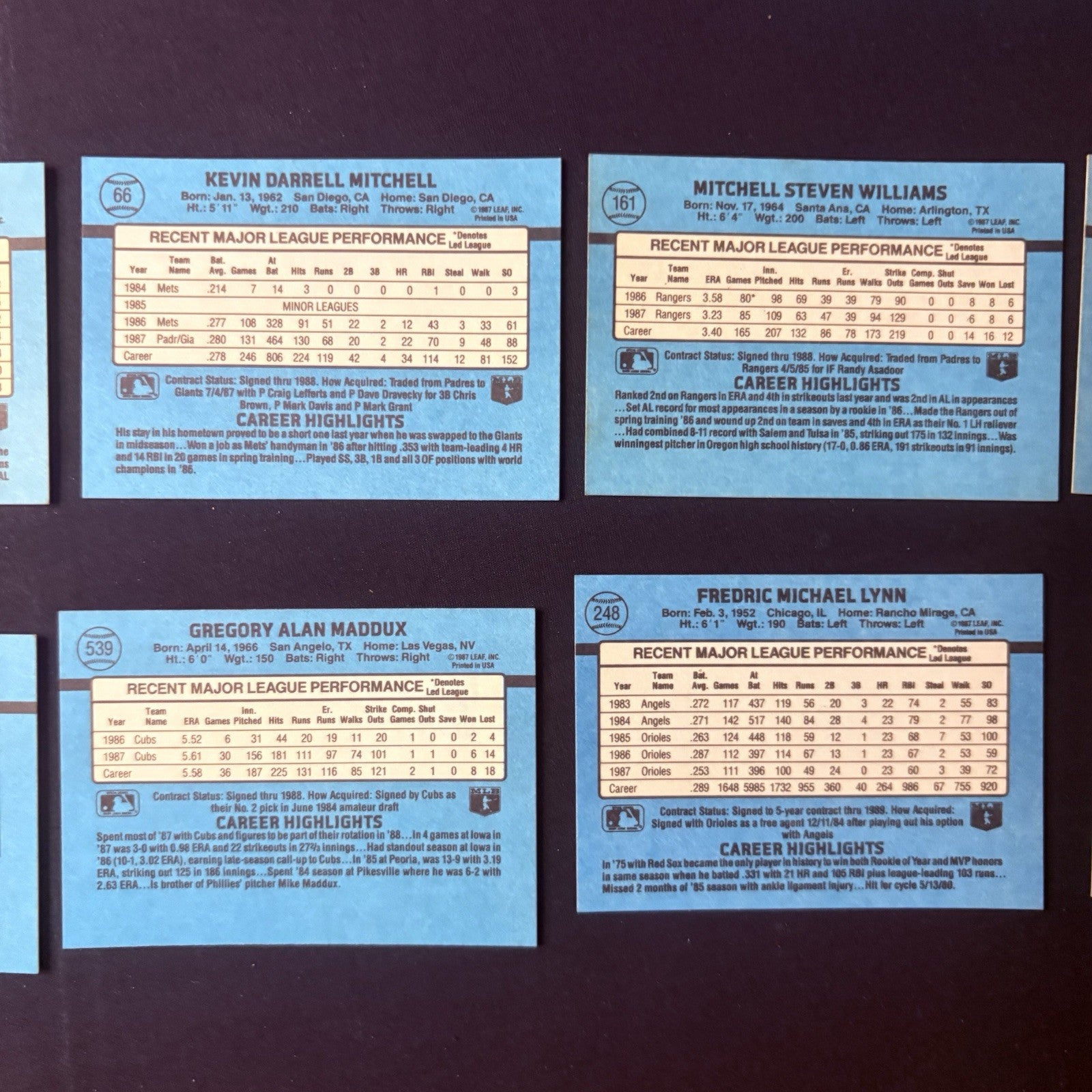 1987 Donruss High Grade Baseball  17 Card Lot Rookies8