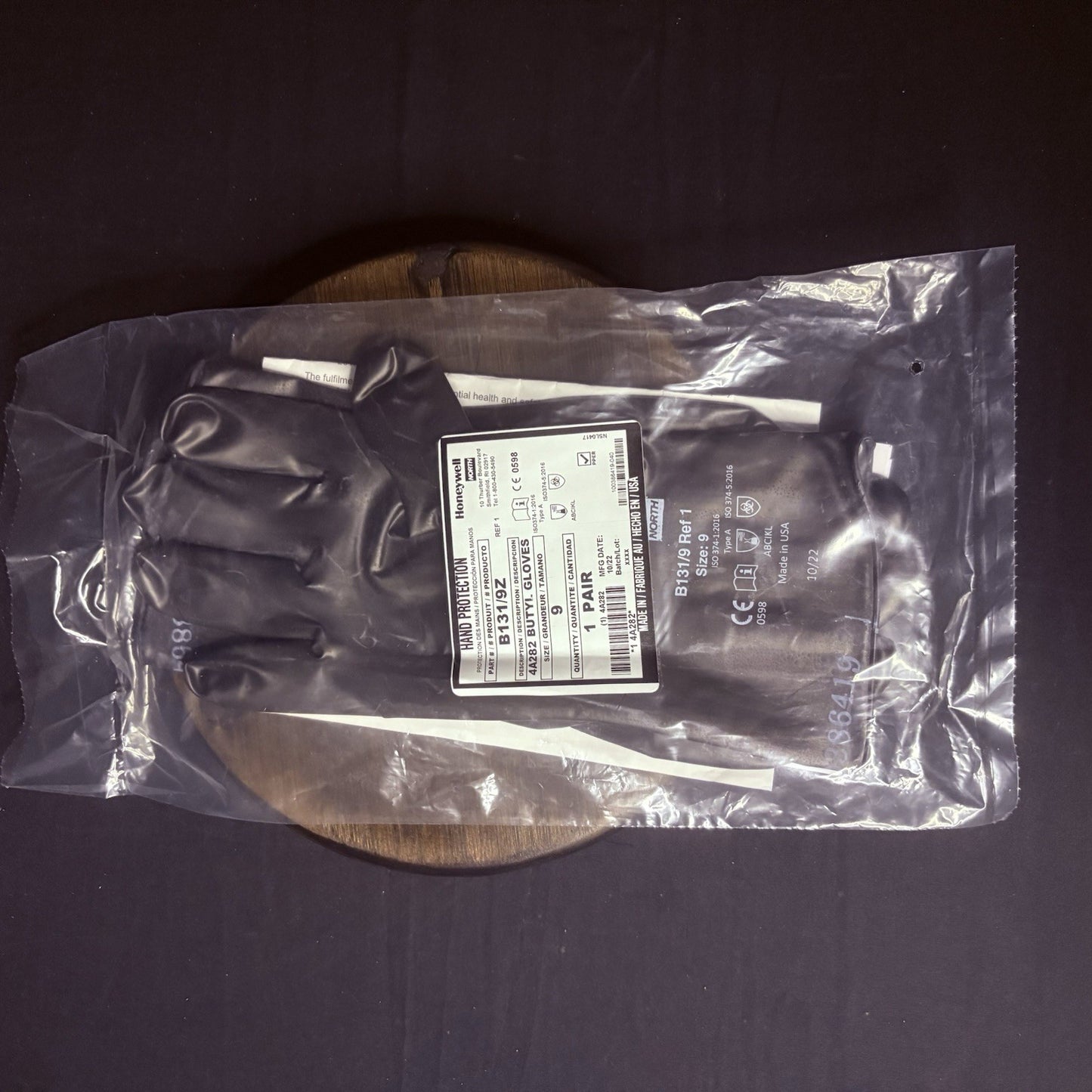 (2 Pack) Honeywell Butyl Gloves North B131/9 Chemical Resistant 13 Mil Sz 98