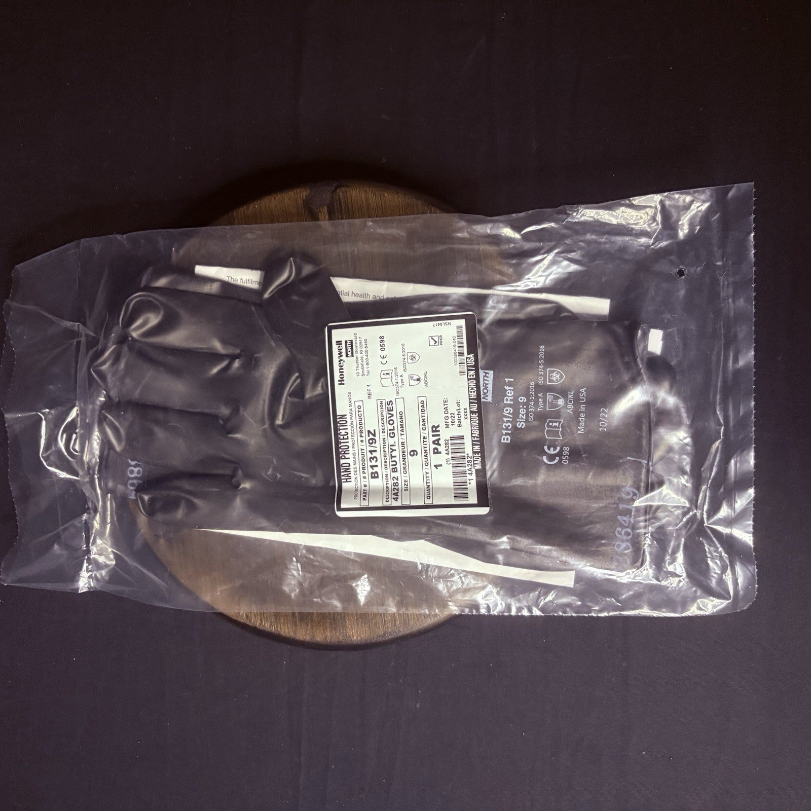 (2 Pack) Honeywell Butyl Gloves North B131/9 Chemical Resistant 13 Mil Sz 98