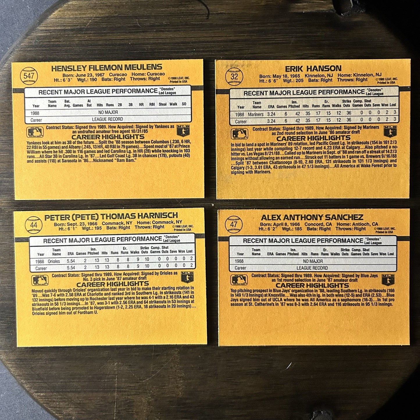 1989 Donruss Rated Rookies High Grade MLB Trading Card Lot Of (4)1