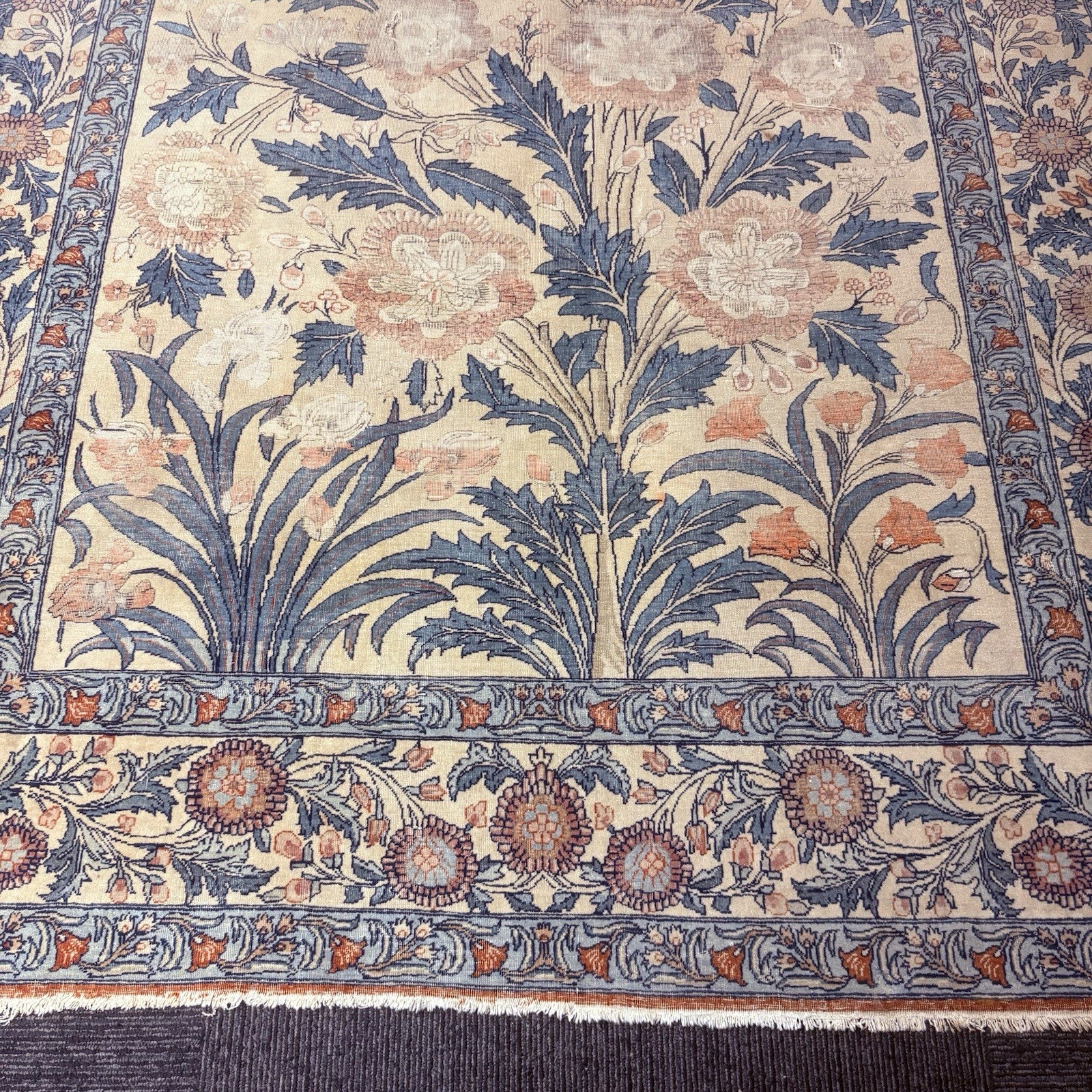 Semi-Antique Distressed  Hand Knotted Rug 5x7 Floral 306KPSI RARE Qomm Rug9