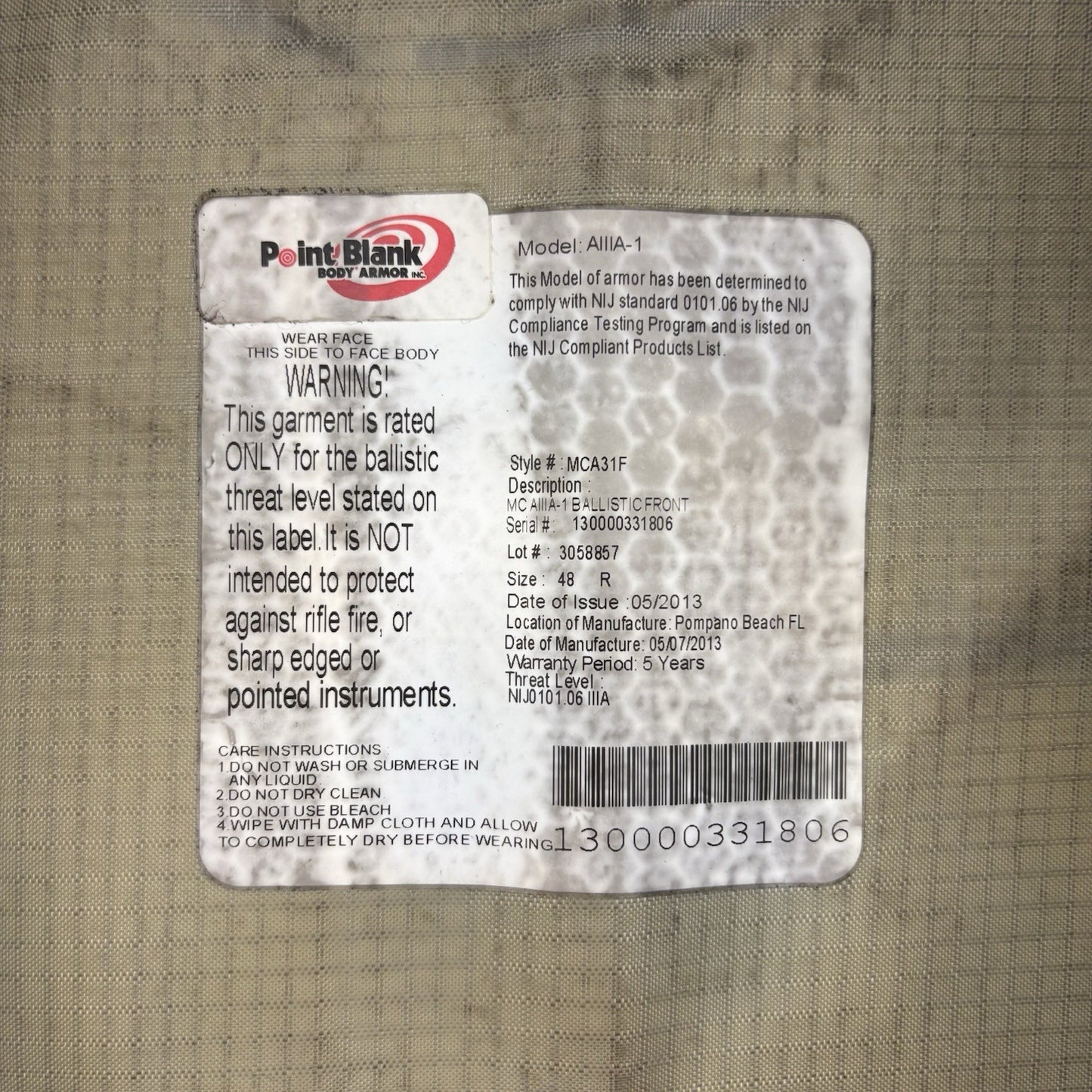 PB Armor 3A Bullet Proof Vest IIIA Size Large w/ Trauma Plate Concealable Vest10