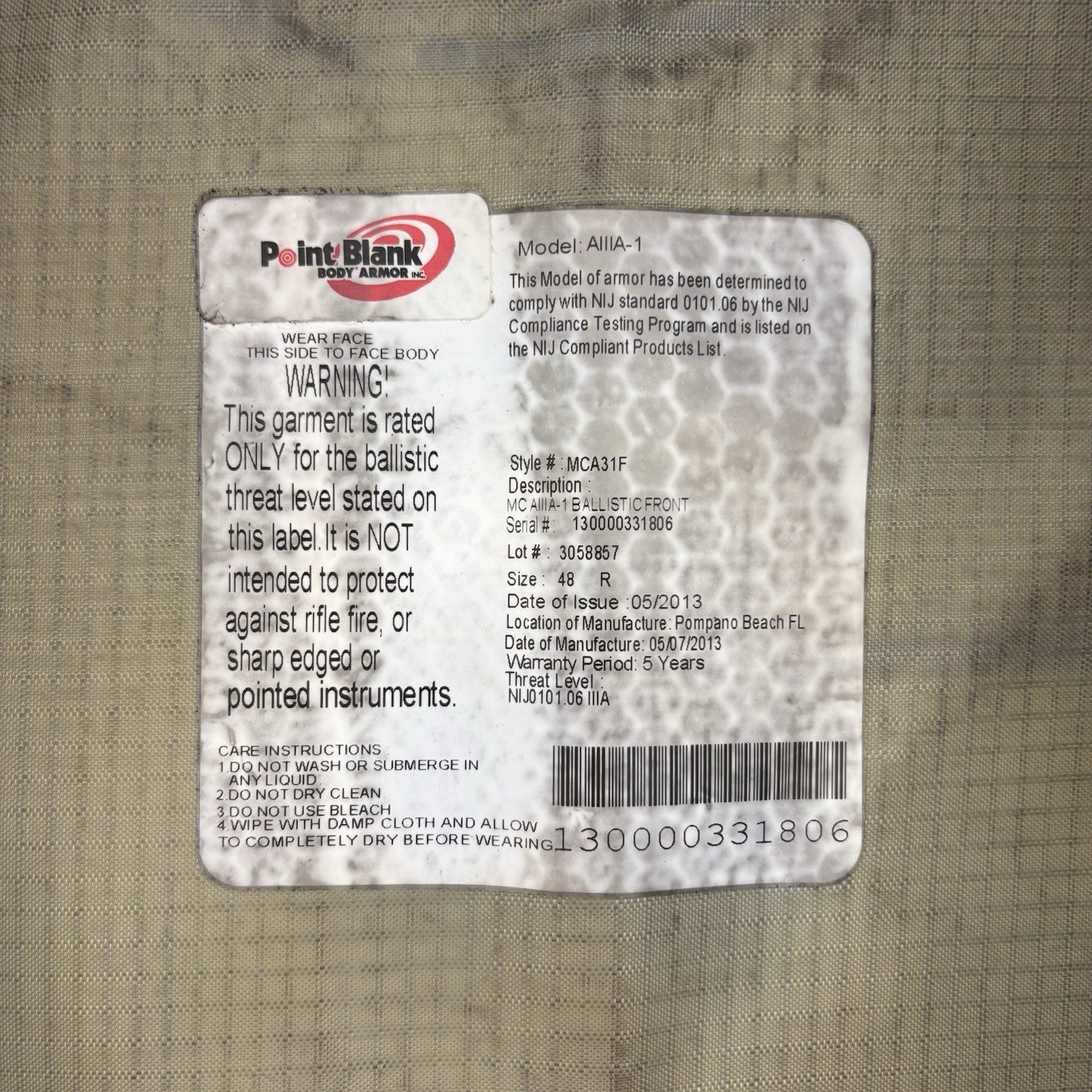PB Armor 3A Bullet Proof Vest IIIA Size Large w/ Trauma Plate Concealable Vest10