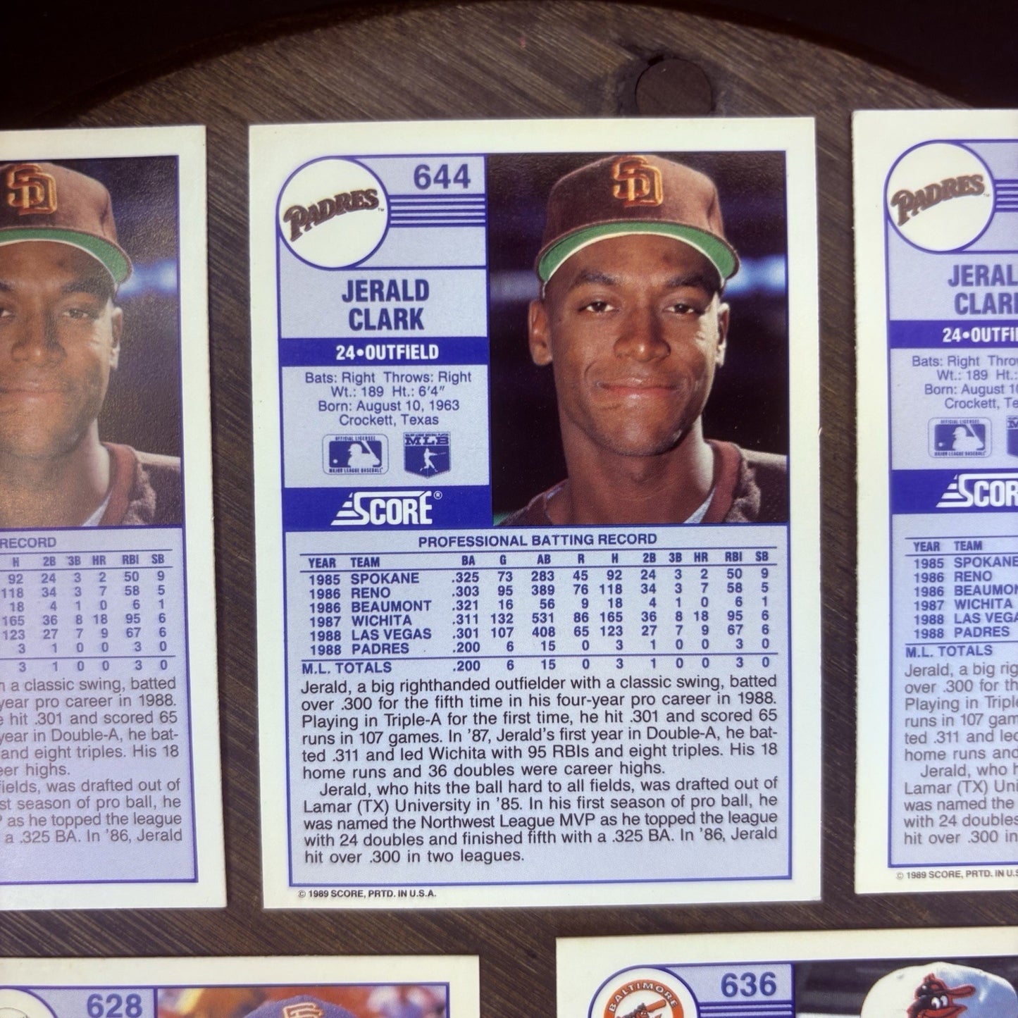 (Lot Of 7) 1989 Score Rookie Cards #644 Jerald Clark, #628 Charlie Hayes, #63614