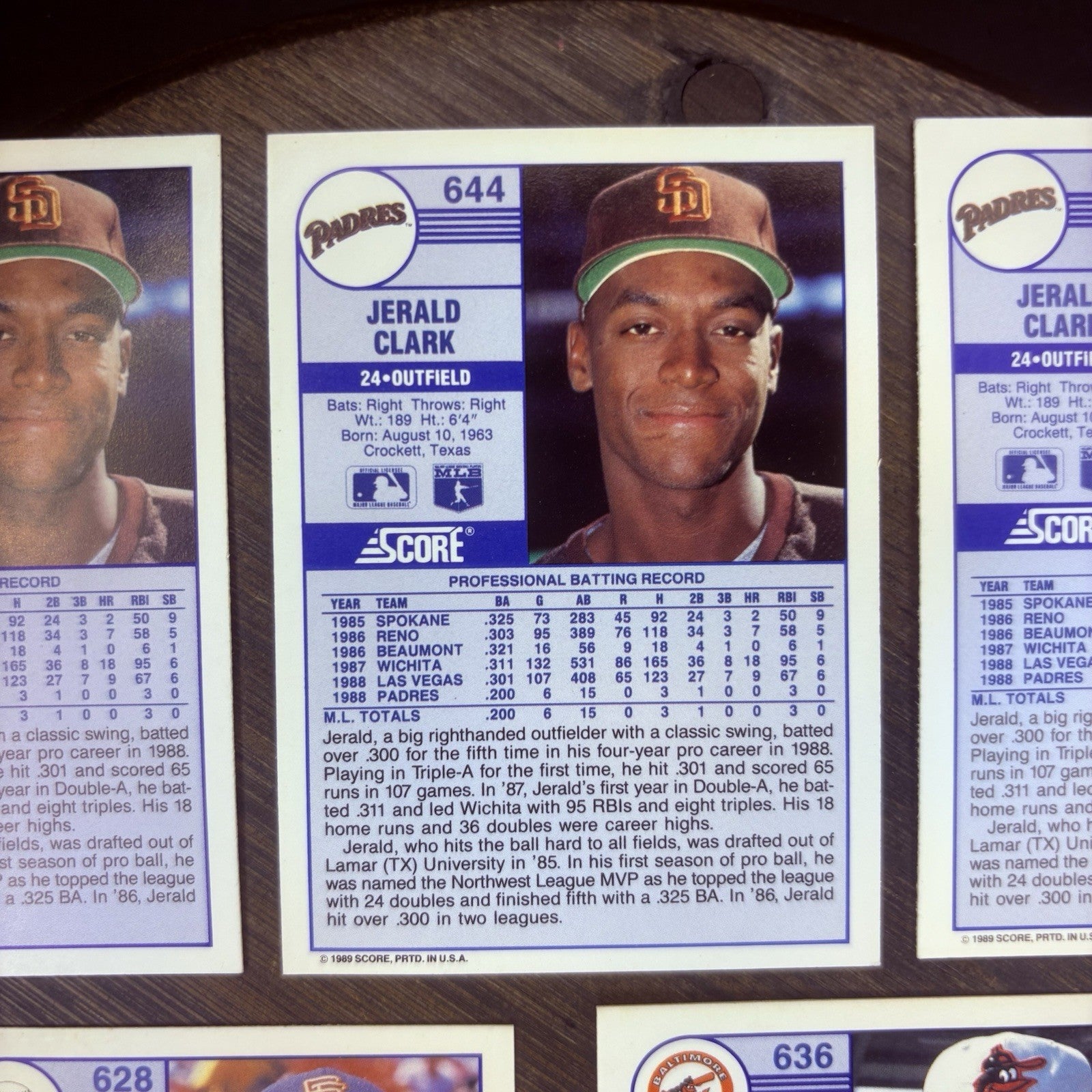 (Lot Of 7) 1989 Score Rookie Cards #644 Jerald Clark, #628 Charlie Hayes, #63614