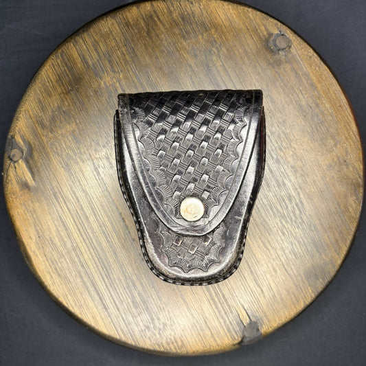 JS Leather Basket Weave Handcuff Case Law Enforcement0