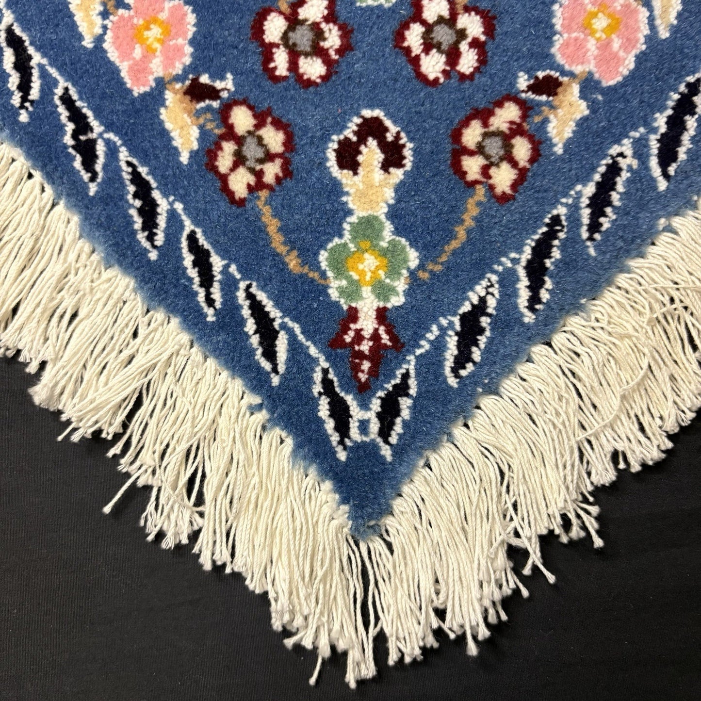 Hand Knotted Rug Heart Shape Purple w/Flowers 14”x13” VERY RARE7