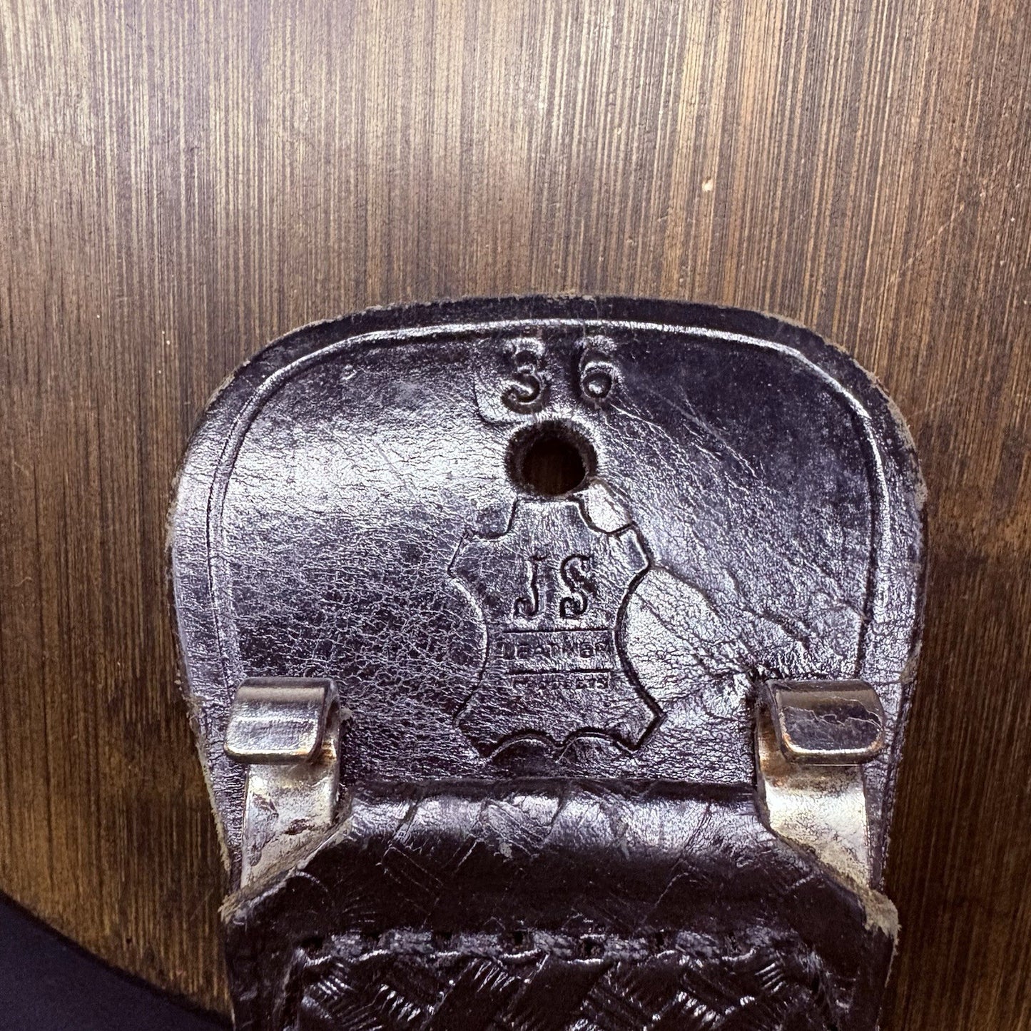 JS Leather Sam Browne Duty Belt Size 36" Black Basket Weave Black Brass Buckle3
