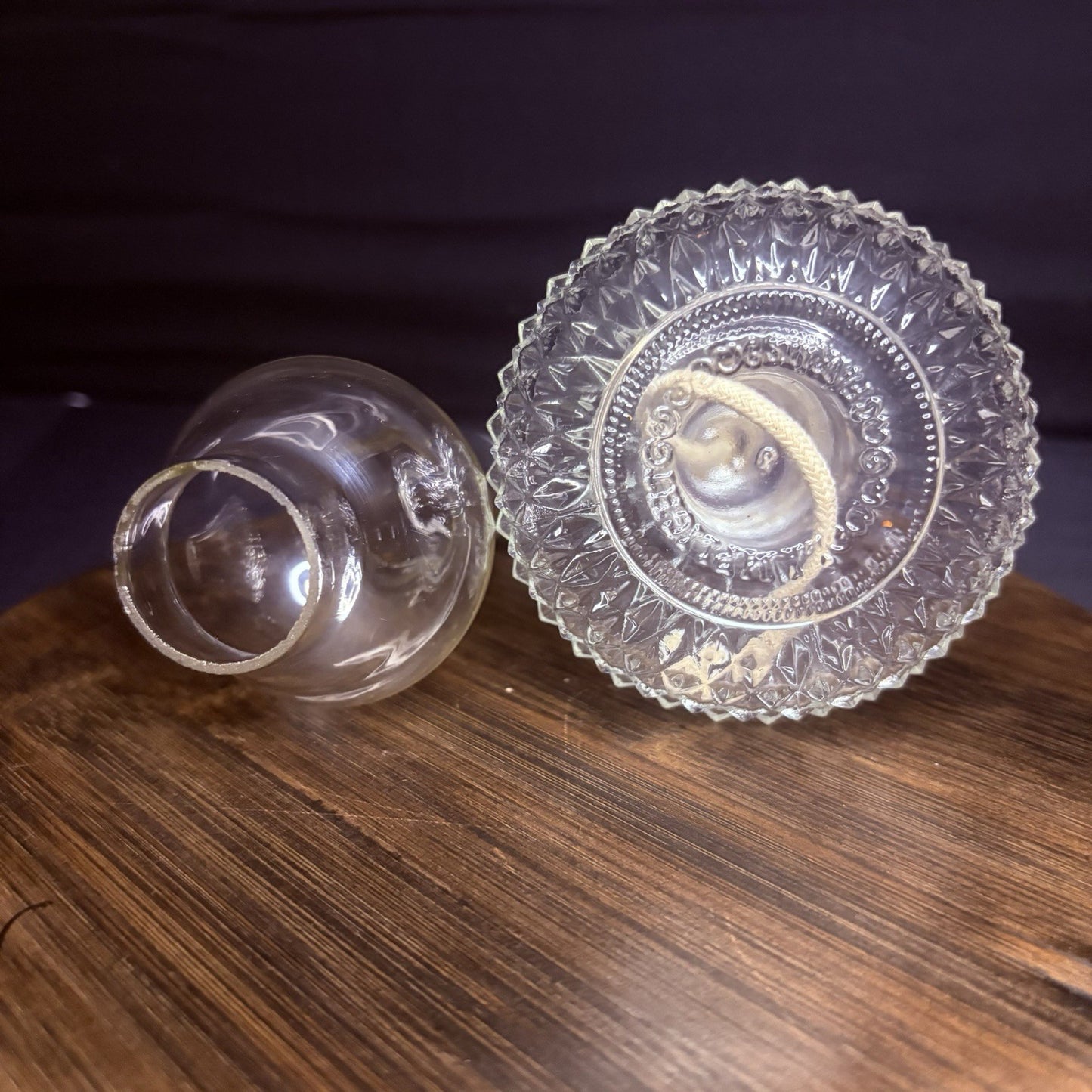 Vintage Miniature Hurricane Oil Lamp Lamplight Bubble Globe, Diamond Cut Base5