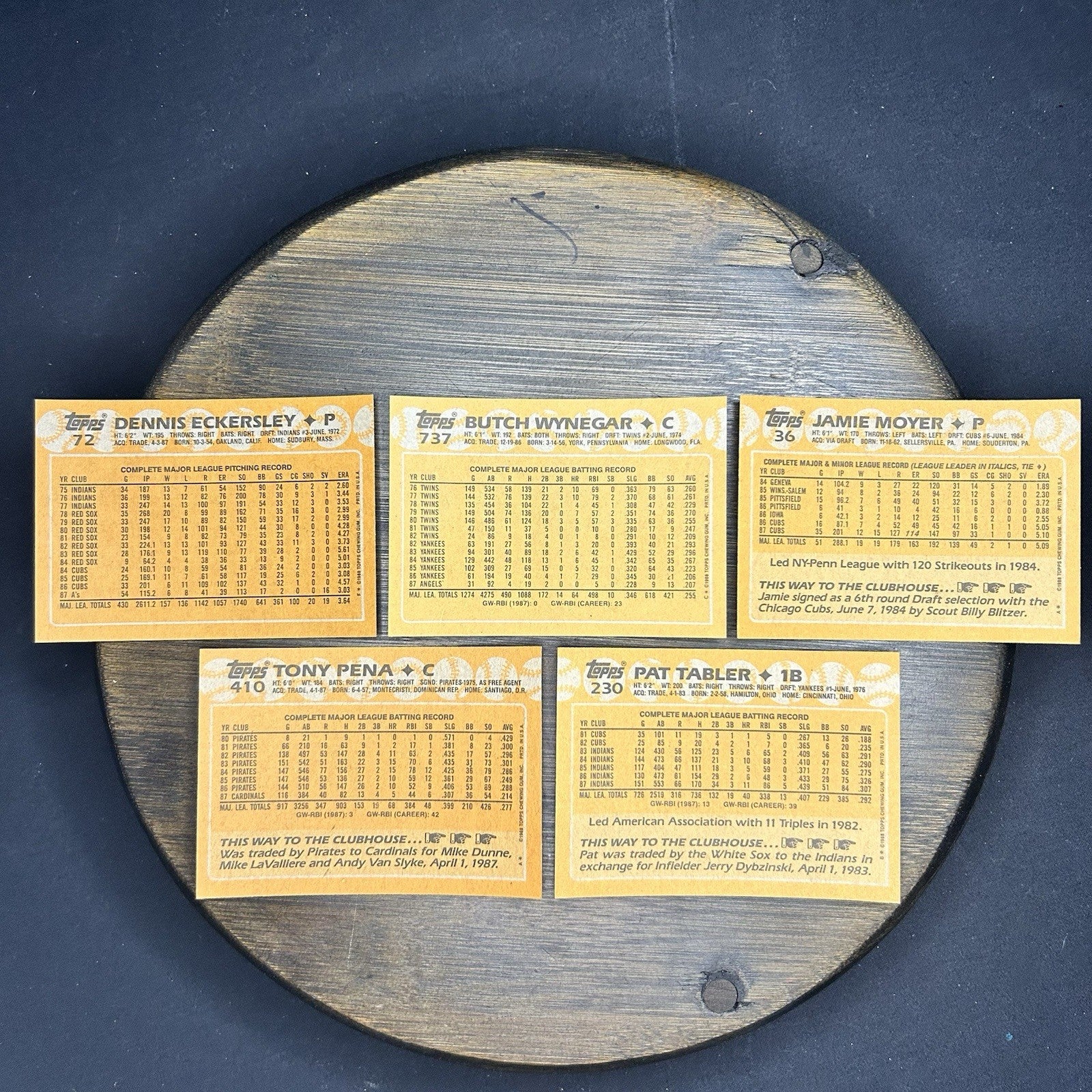 1988 Topps High Grade Cards #72, #737, #36, #410, #230 MLB Baseball (Lot Of 5)1