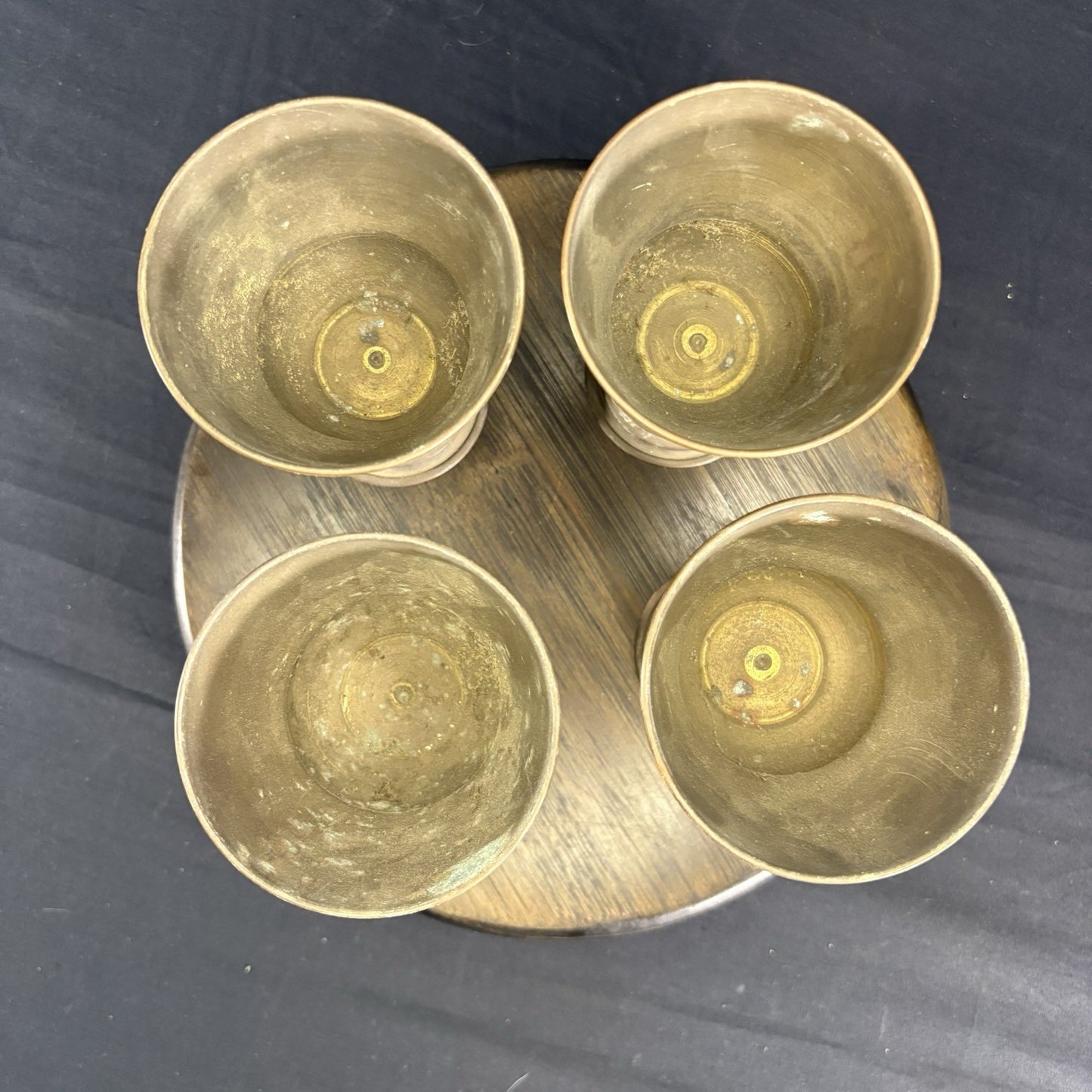 Antique Arabic Pitcher w/ Cups Middle Eastern Hand Hammered Brass Early 1900s21