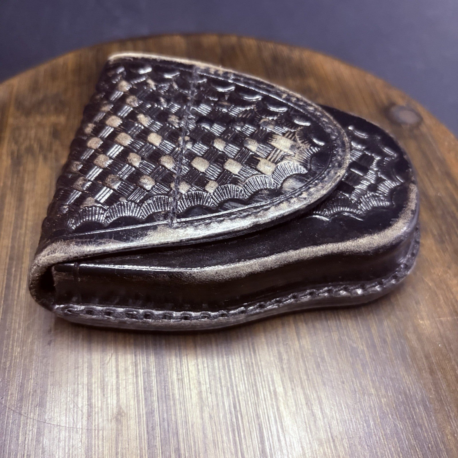 JS Leather Basket Weave Handcuff Case Law Enforcement Hidden Snap2