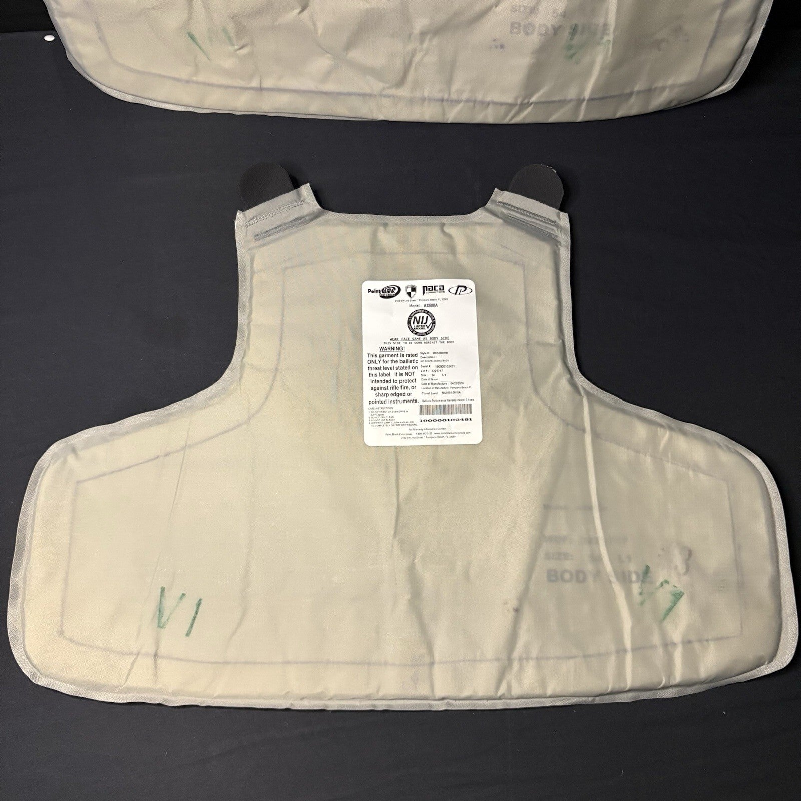 PB Armor 3A (IIIA) Plates AXIIIA Size (XXL) XX-Large & Long ~2019~ Bullet Proof7