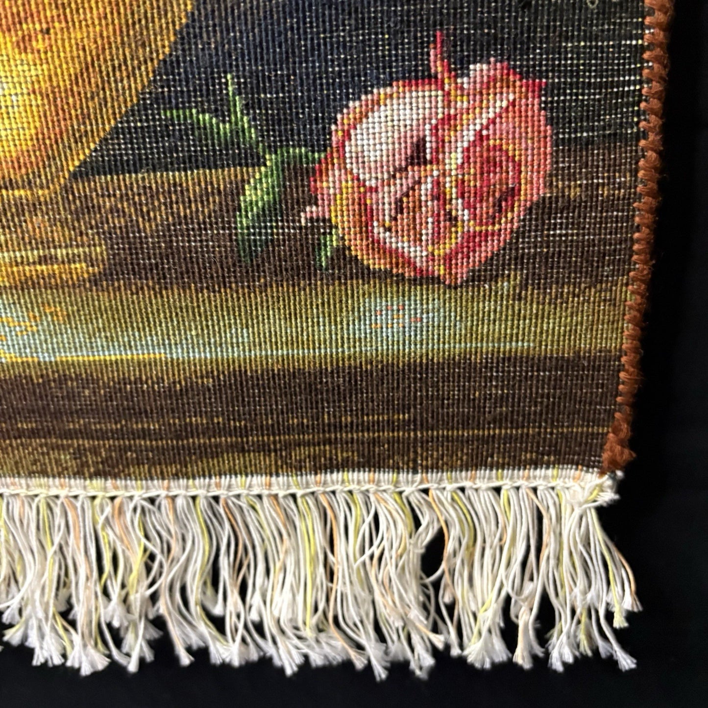 Persian Pictorial Rug Hand Knotted Flower 23”x15” 58X38cm w/Rug Hangers22