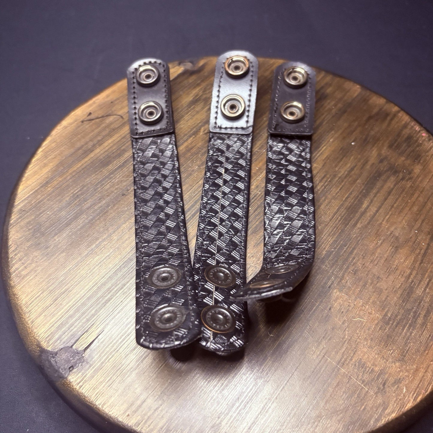 Bianchi Duty Belt Keepers Basket Weave Leather 7.5” Hidden Double Snaps (3 Lot)4