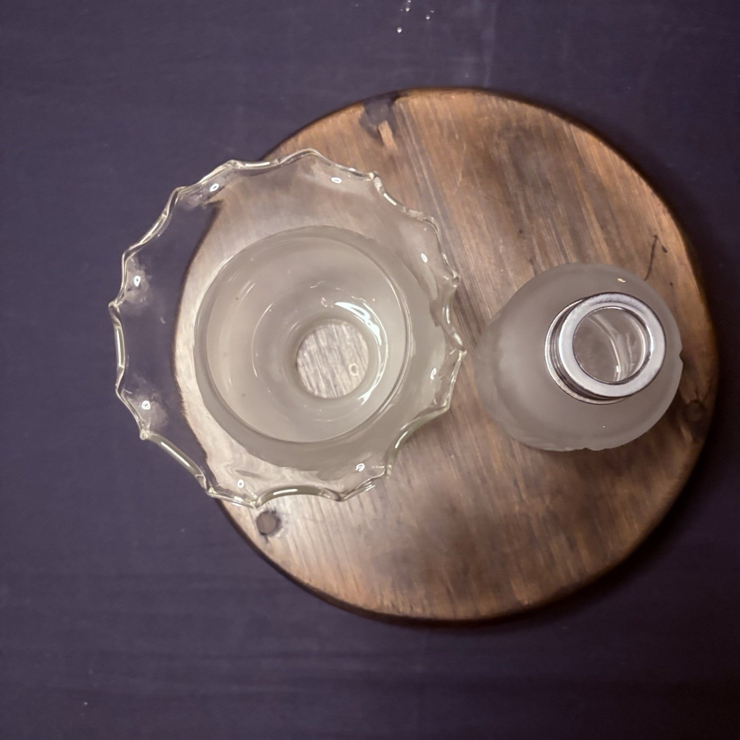 VTG Miniature Hurricane Lamp By LampLight Farms Frosted & Etched Glass  8.5"12