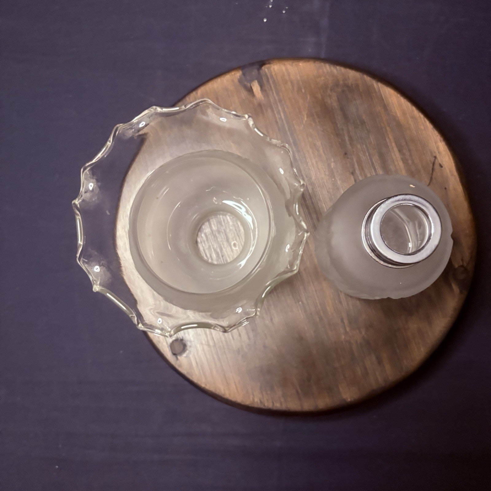 VTG Miniature Hurricane Lamp By LampLight Farms Frosted & Etched Glass  8.5"12