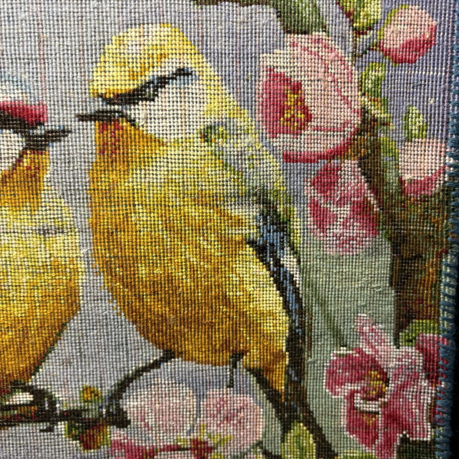 Per’sian Pictorial Rug Hand Knotted Birds & Flowers w/Silk 21”x15” w/Rug Hangers22