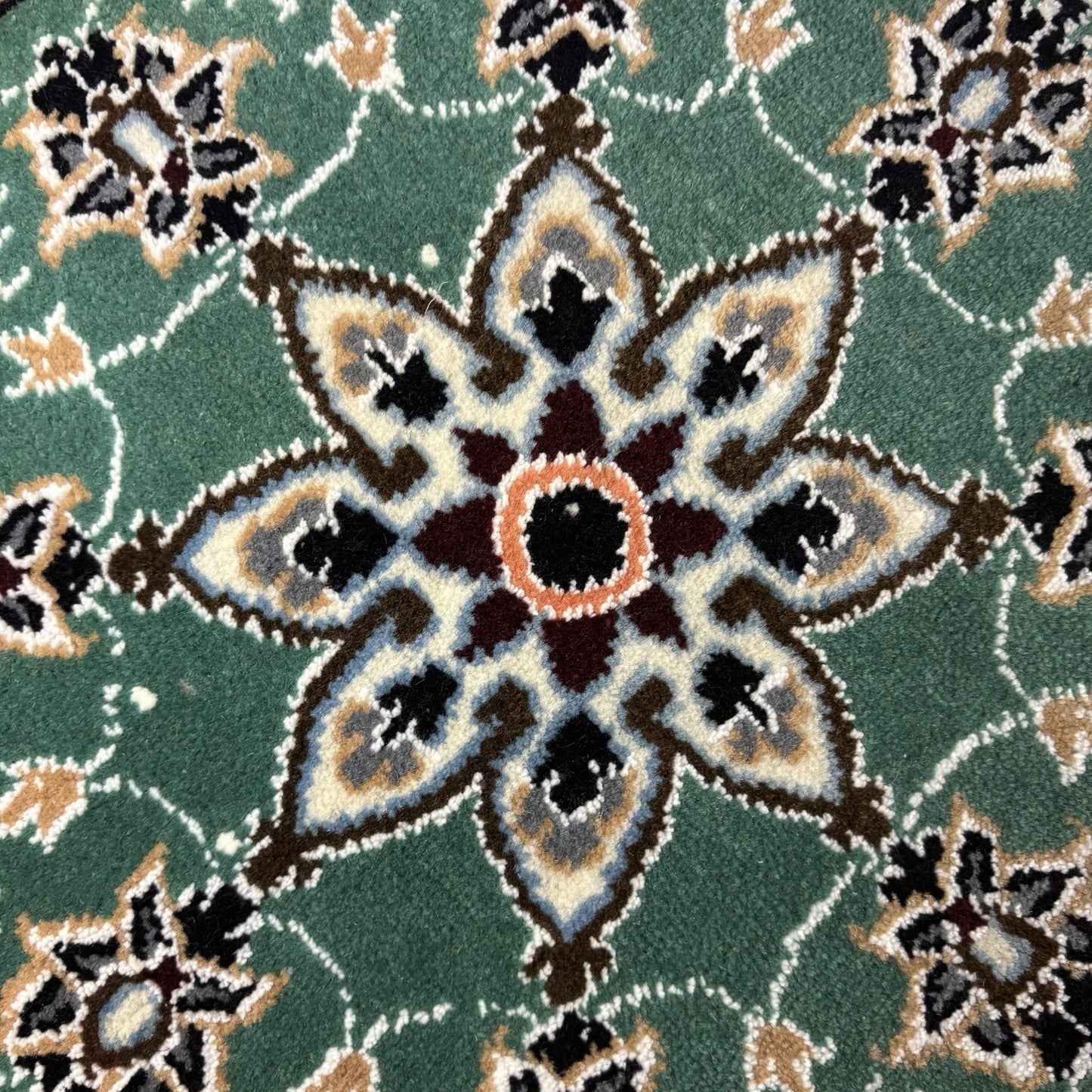 Round Rug Size 18”x18” Or 45cm Blue Medallion Hand Knotted Rug3