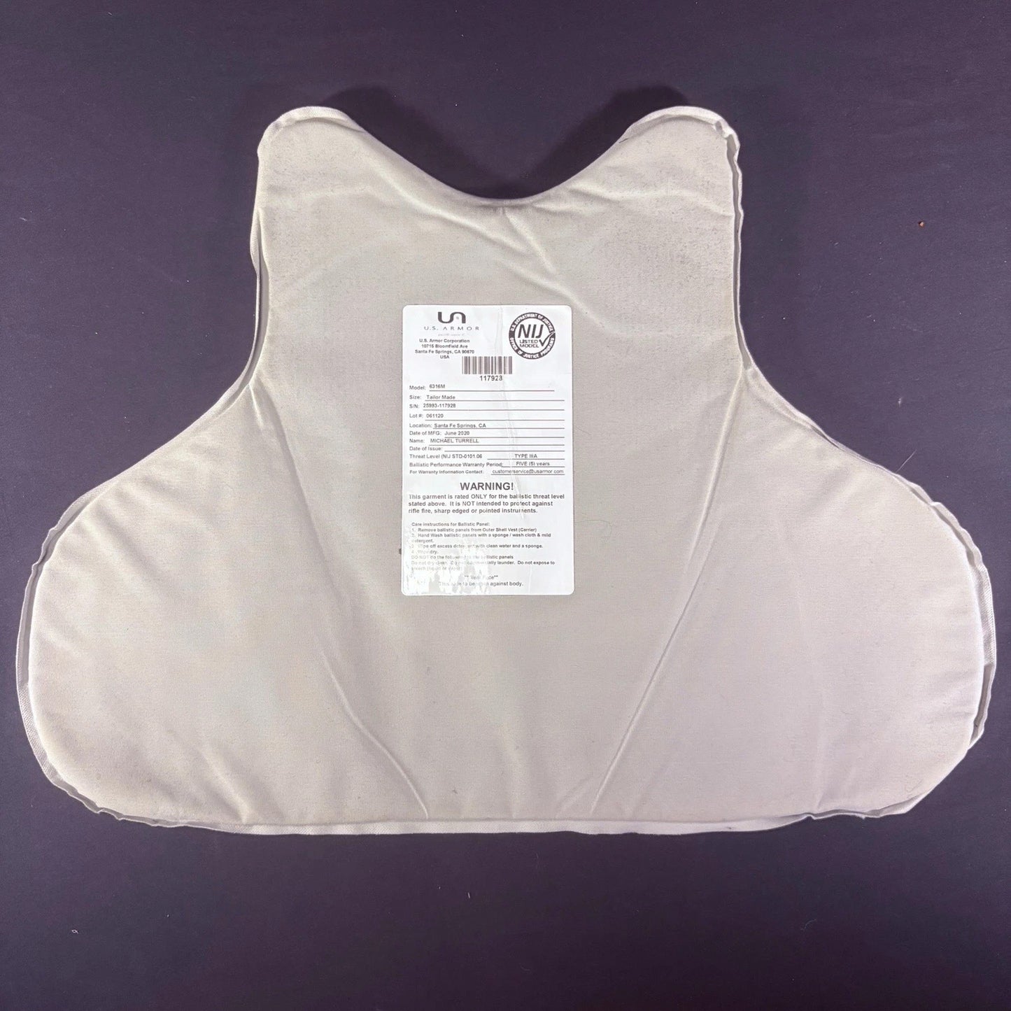 US Armor Level II (2) Bullet Proof Vest ~Size XL~ 2020 Concealable Ballistic7