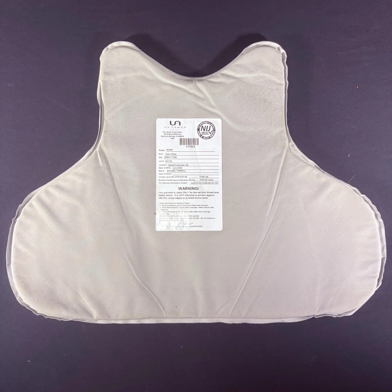 US Armor Level II (2) Bullet Proof Vest ~Size XL~ 2020 Concealable Ballistic7