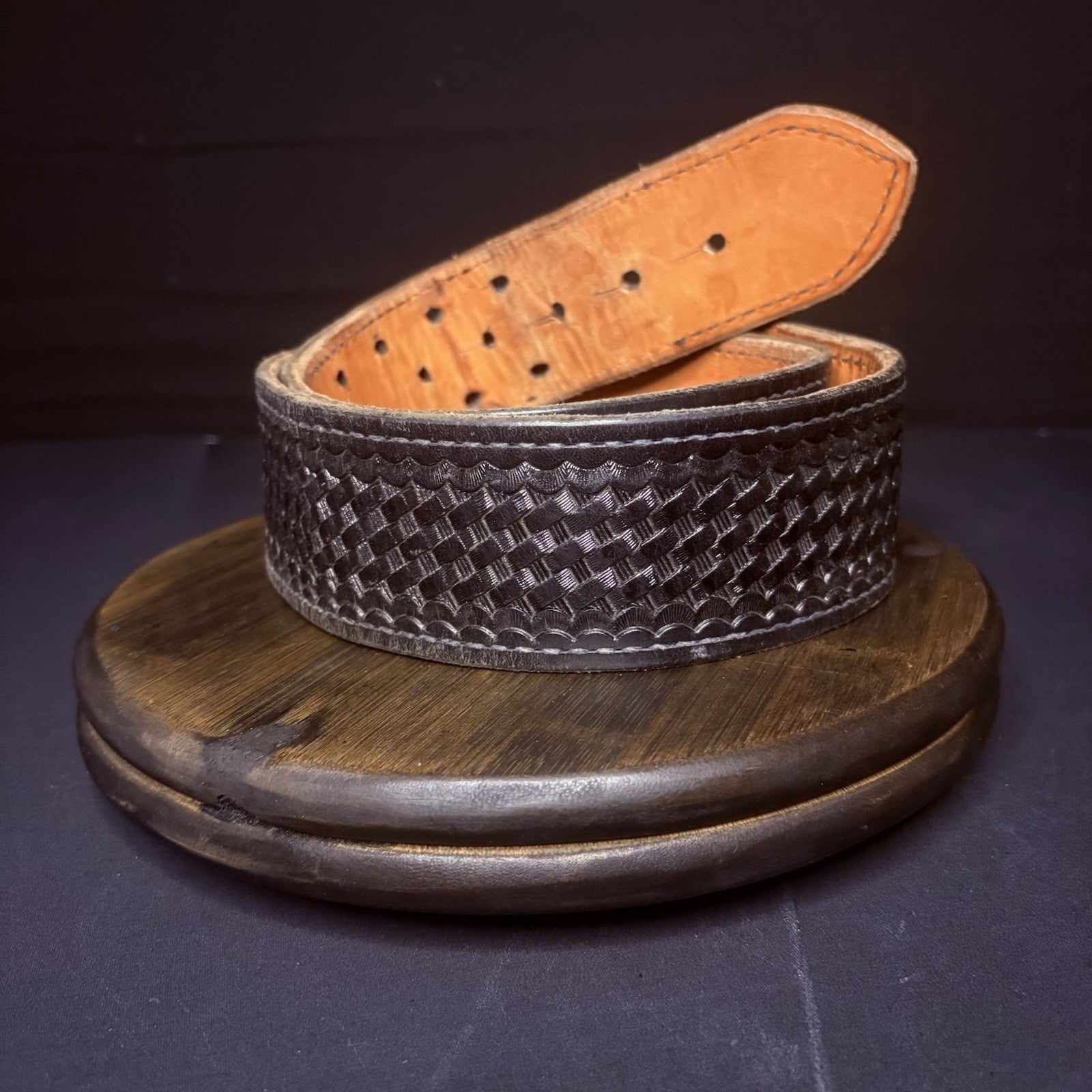 Vintage Tex Shoemaker Duty Belt (Size 34" Waist) Black Leather Basketweave USA1