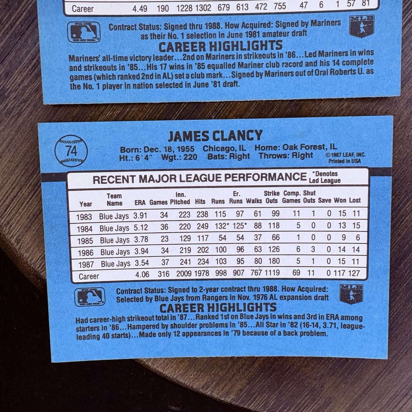 Donruss 1988 High Grade Cards #79, #77, #76, #75, #74 MLB Baseball (Lot 5)12