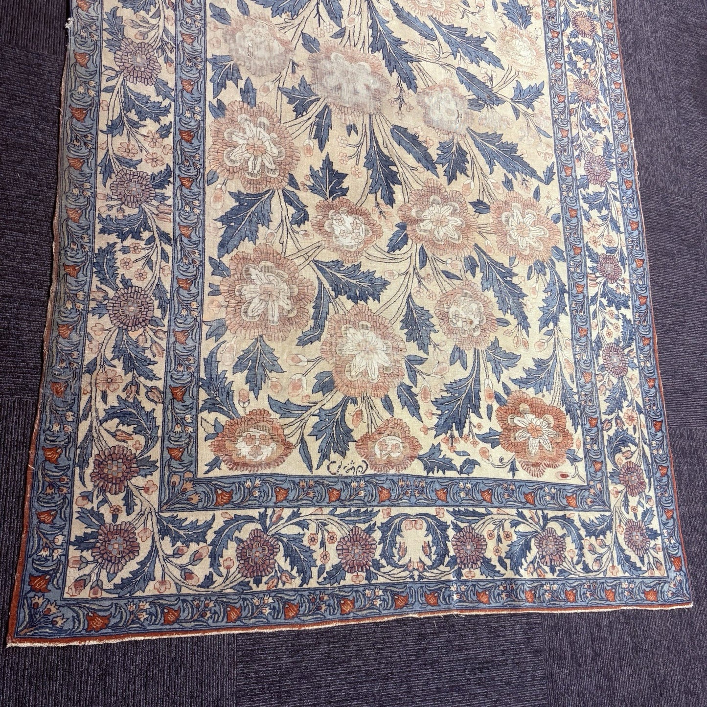 Semi-Antique Distressed  Hand Knotted Rug 5x7 Floral 306KPSI RARE Qomm Rug21
