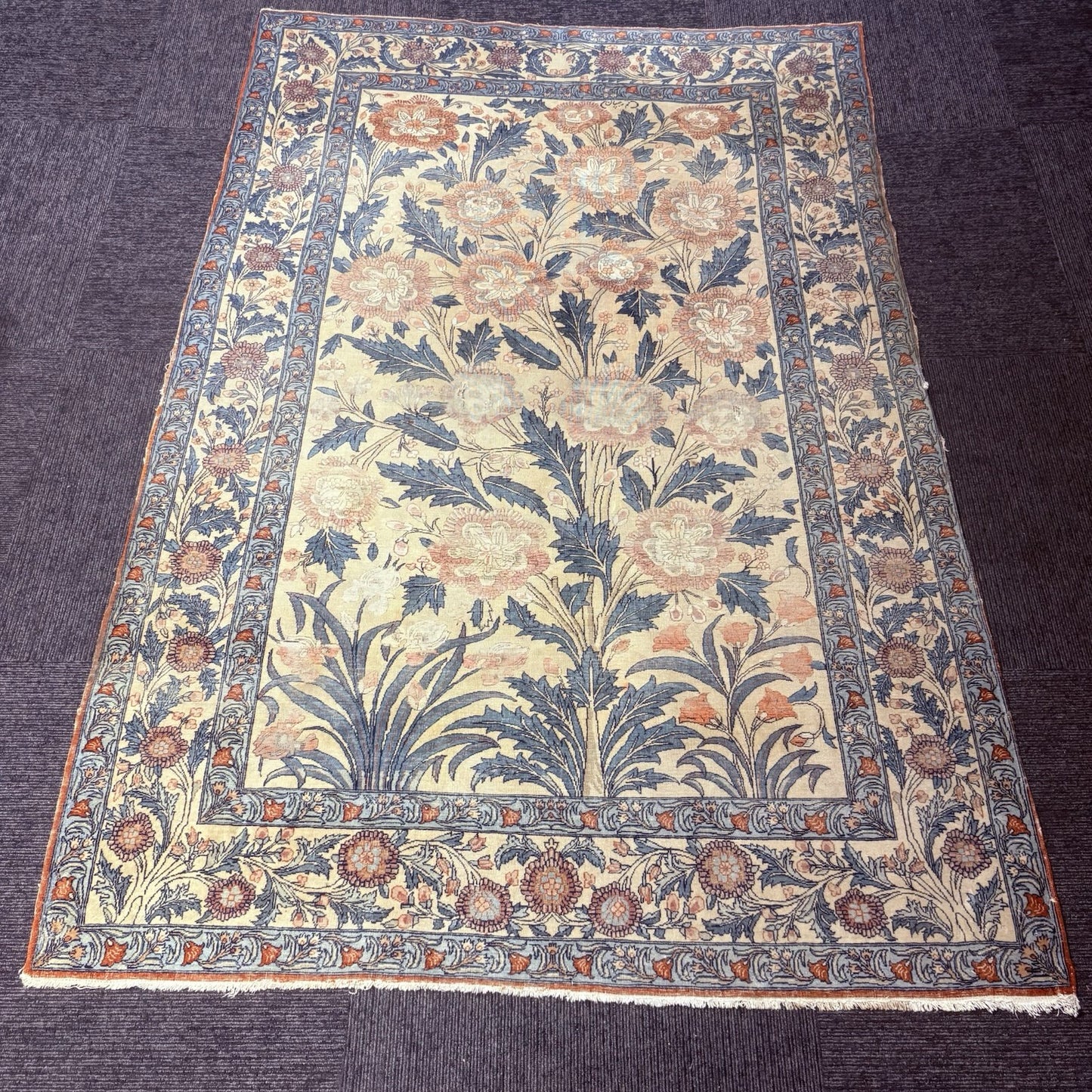 Persian Hand Knotted Qoom Rug SemiAntique Distressed 5x7 Floral 306KPSI RARE0