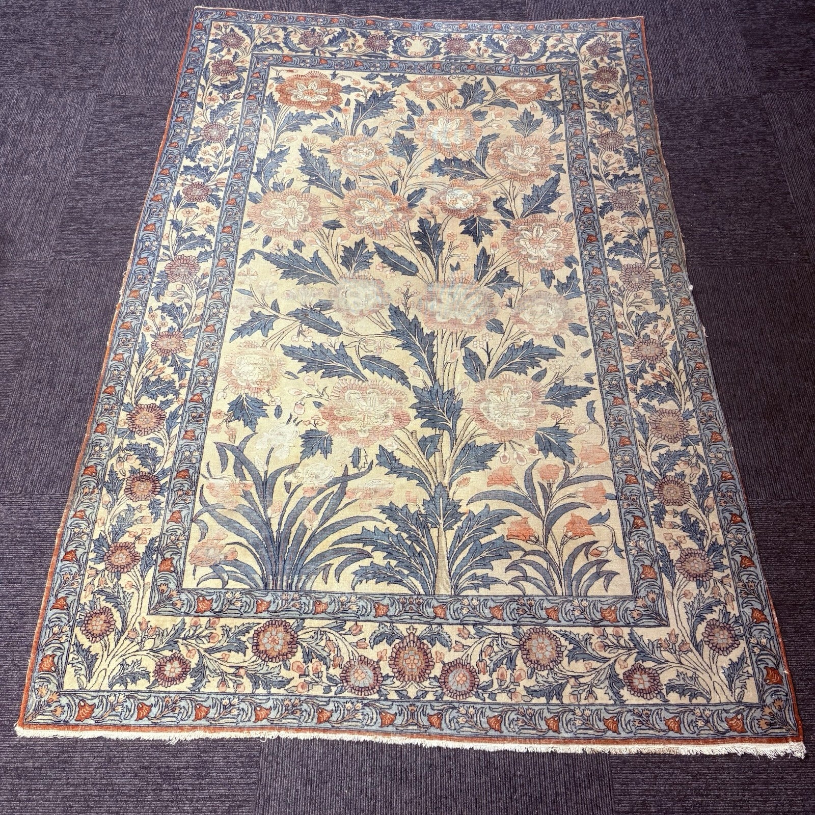 Persian Hand Knotted Qoom Rug SemiAntique Distressed 5x7 Floral 306KPSI RARE0