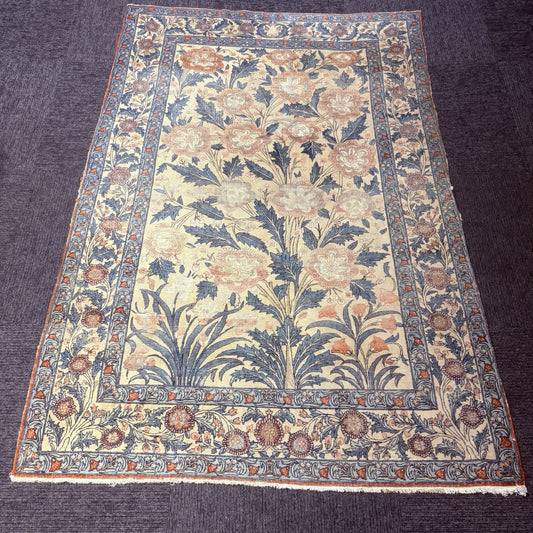 Persian Hand Knotted Qoom Rug SemiAntique Distressed 5x7 Floral 306KPSI RARE0