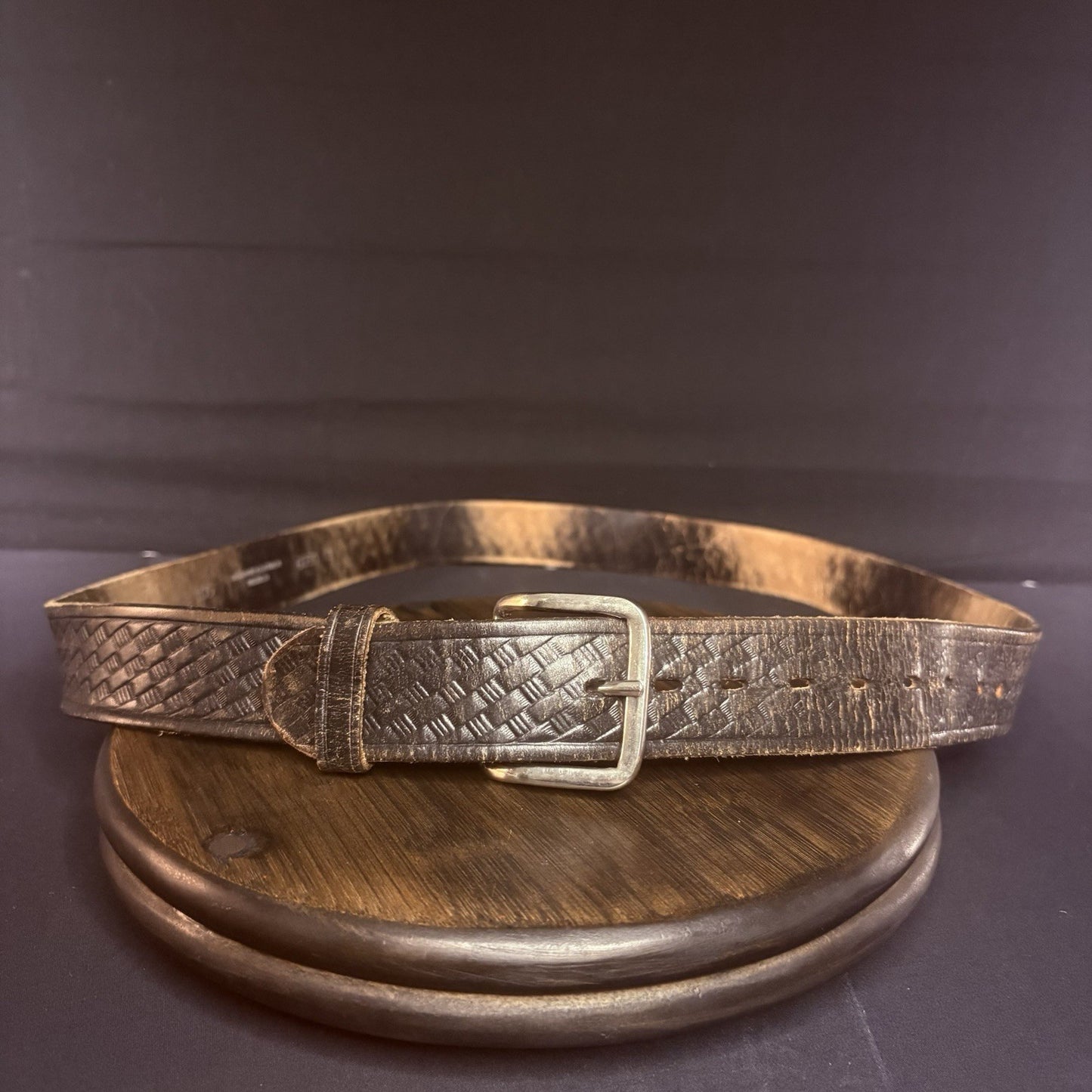 Duty Man Off Duty Belt Size 42" Chrome Buckle Basketweave Leather (6505-01)5