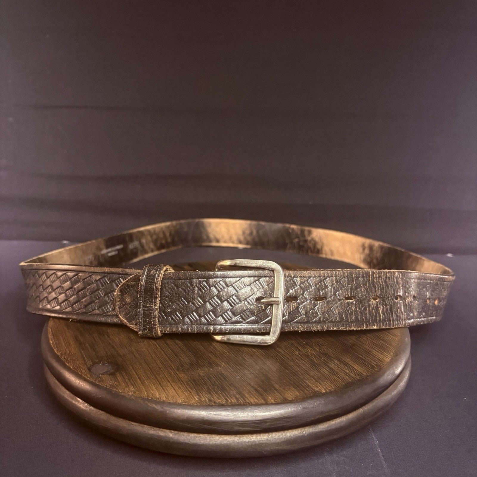 Duty Man Off Duty Belt Size 42" Chrome Buckle Basketweave Leather (6505-01)5