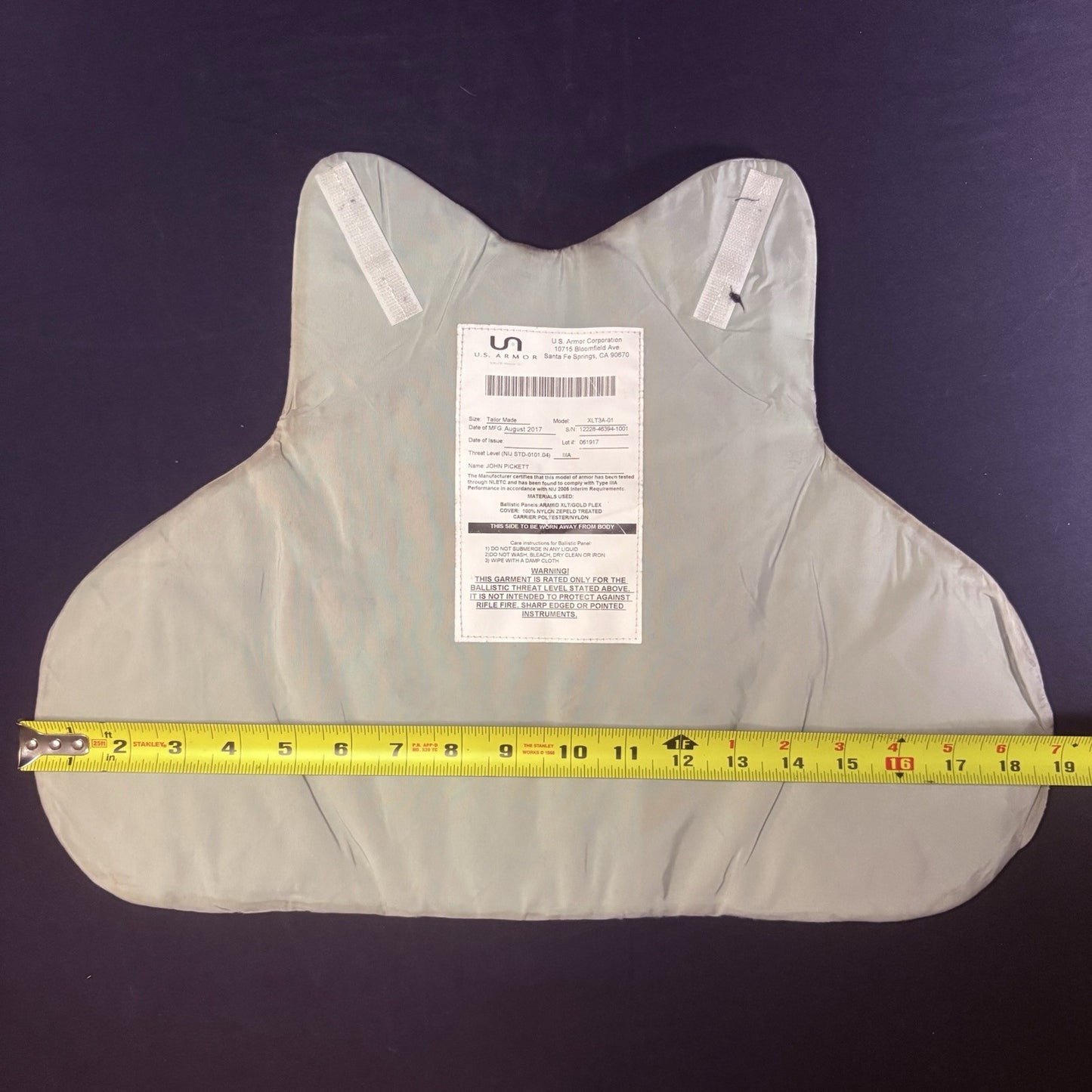 US Armor 3A Bullet Proof Vest Size Large IIIA Concealable Ballistic Vest9