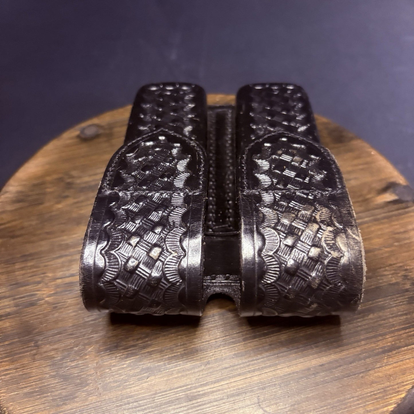 JS Leather Magazine Pouch Double Stack 9mm .40 Size 3 Black Basketweave Leather5