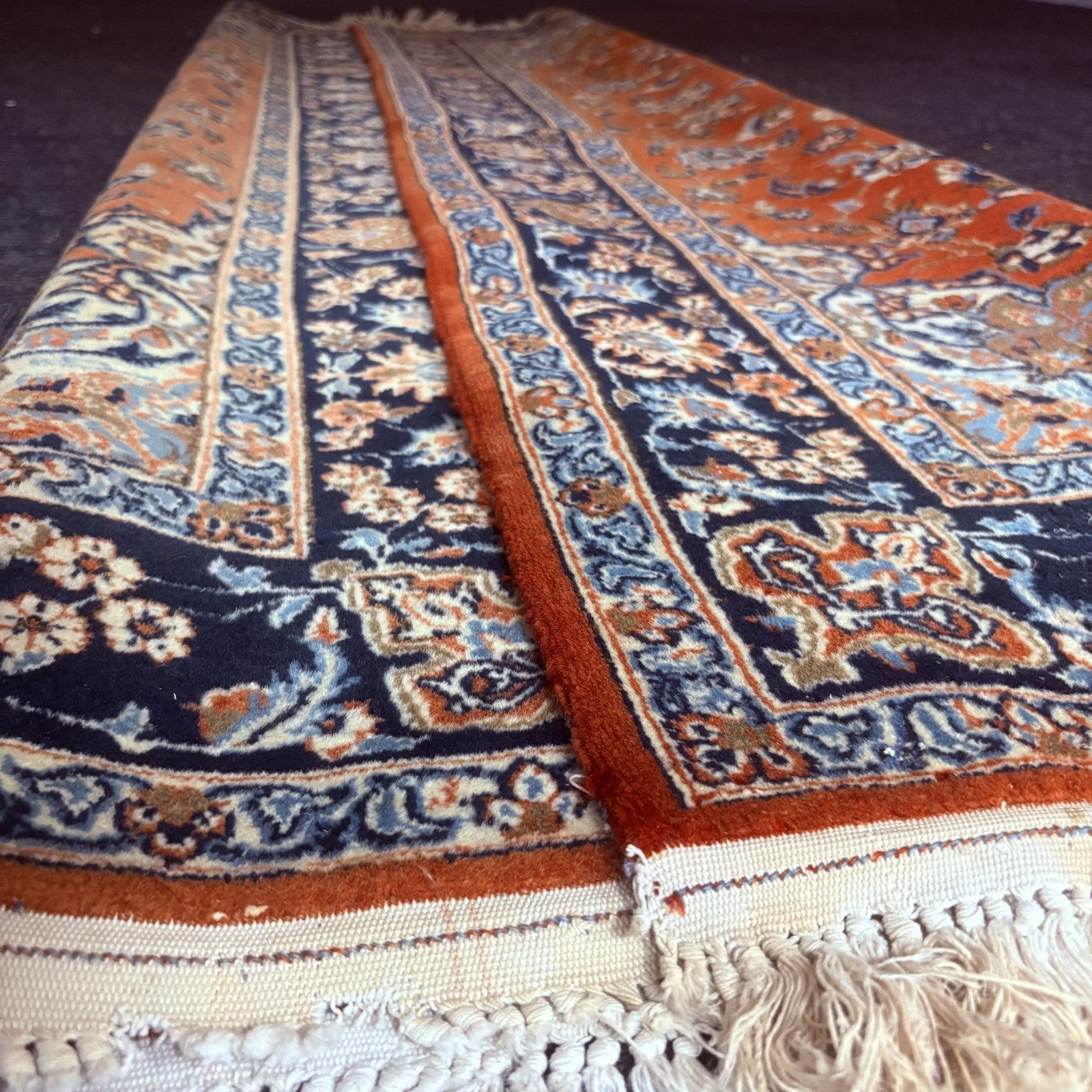 Semi-Antique Hand Knotted Rug 5x7 Medallion 324KPSI Estate Find 1970s Floral Rug18