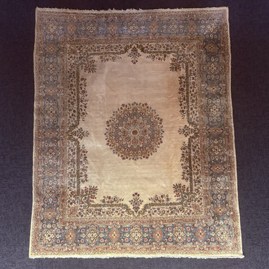 Antique Hand Knotted Rug 8'x10' Pastel Colors 289 KPSI Open Field Medallion0