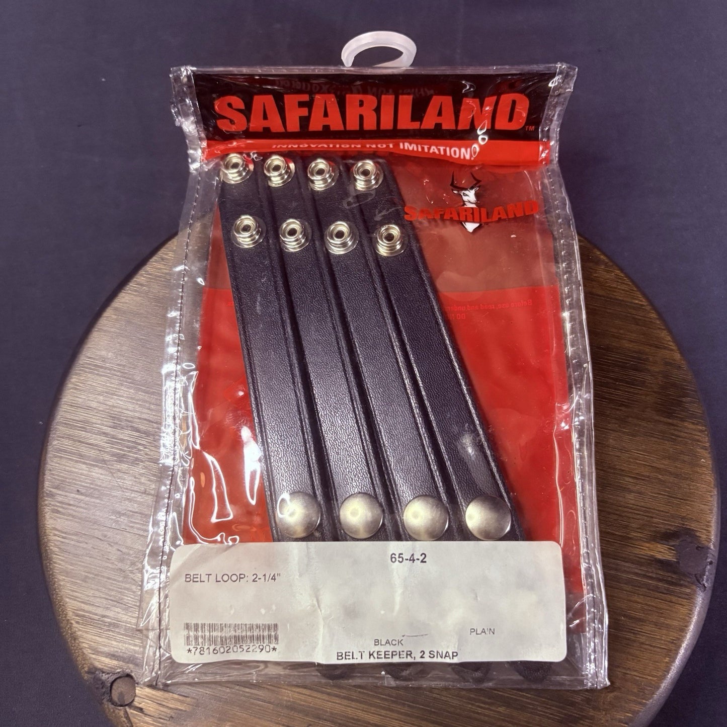 Safariland 65 Belt Keeper, Plain Black Leather for 2.25" Belt Chrome Snap 4 Pack5