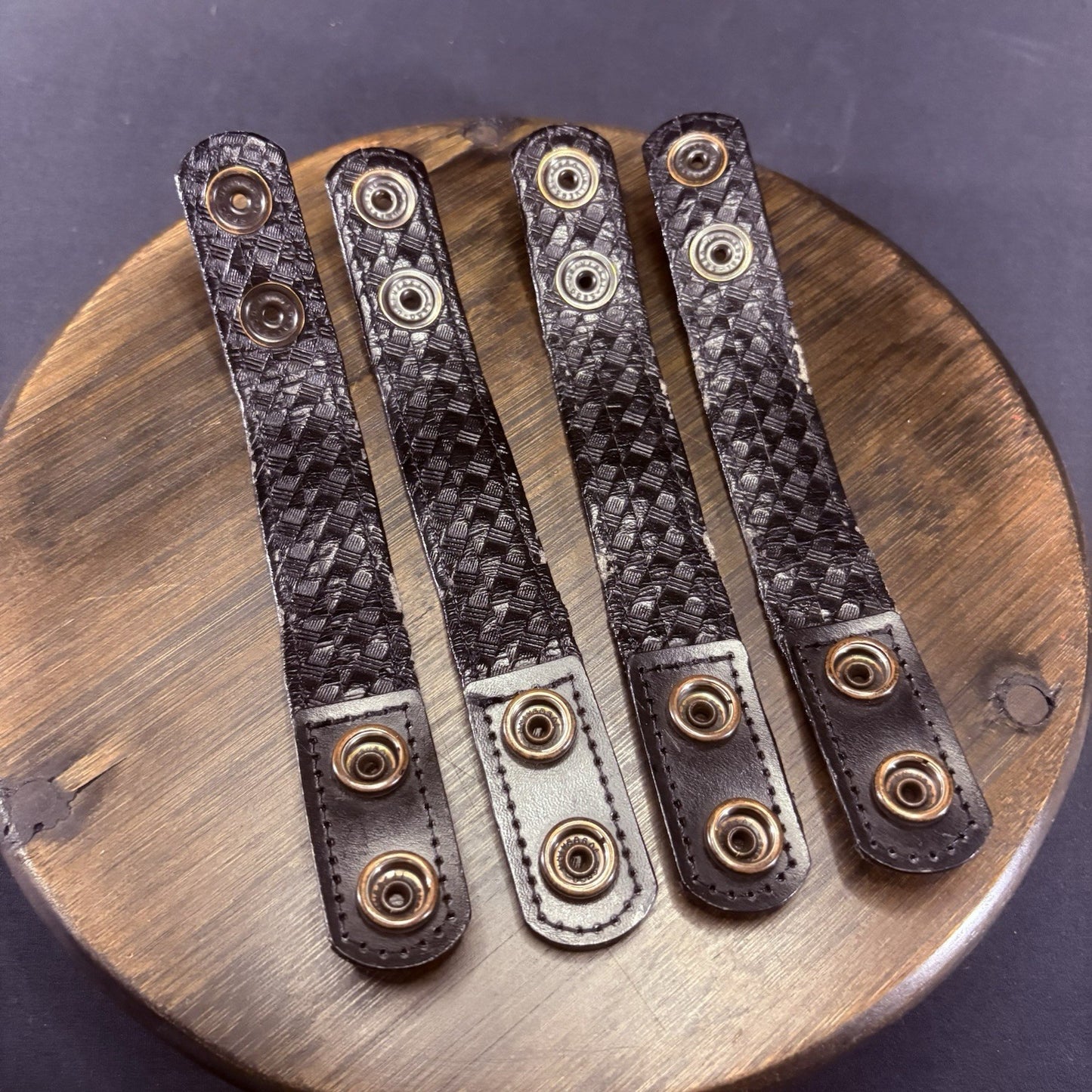 Bianchi Duty Belt Keepers Basket Weave Leather 7.5” Hidden Snaps (4 Lot) USED6