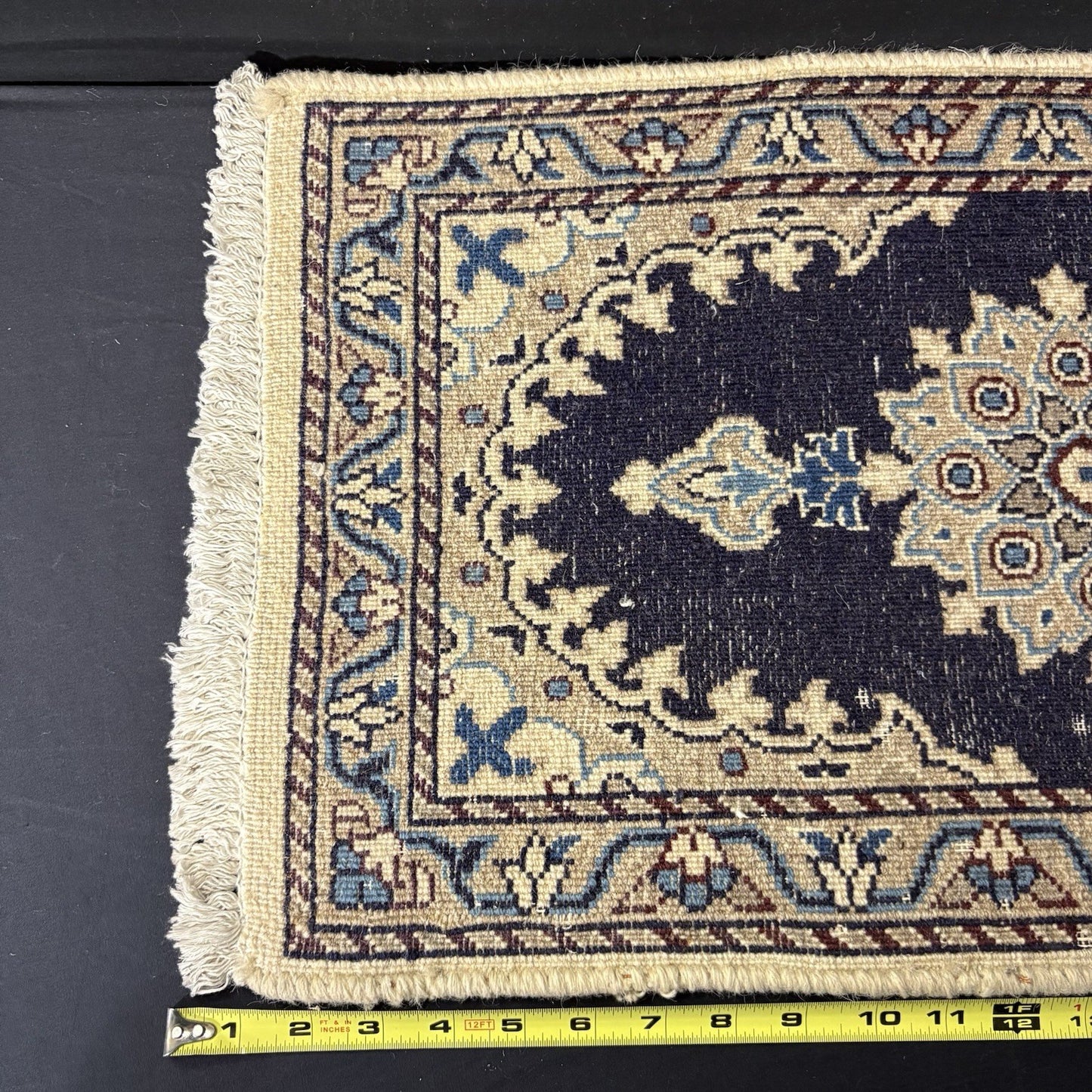Persian Rug Hand Knotted Blue Medallion 2'x1' or 25"x15" or 40cm X 60cm 5