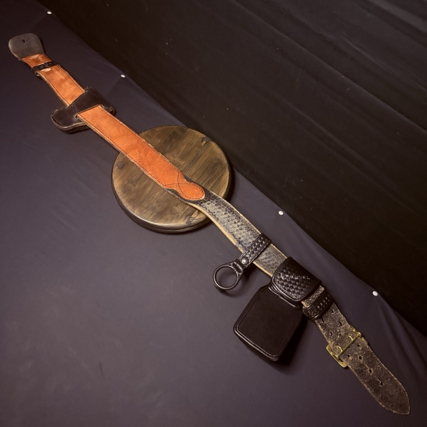 Aker Leather Duty Belt Size 36" w/Handcuff Case, Baton Ring, Radio Holster3