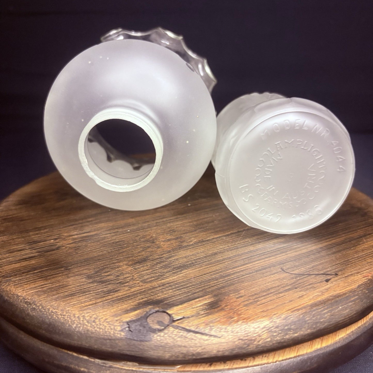 Vintage Miniature Hurricane Lamp By LampLight Farms Frosted & Etched Glass  8.5"6