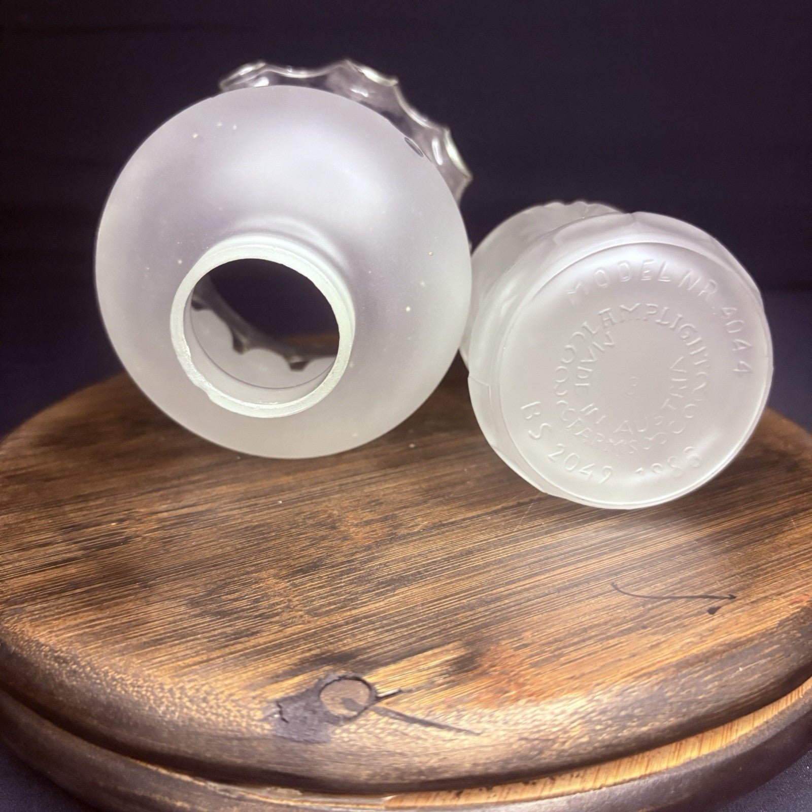 Vintage Miniature Hurricane Lamp By LampLight Farms Frosted & Etched Glass  8.5"6